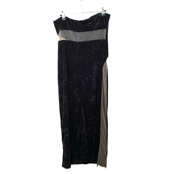 NBD Finna midi dress black nude sheer panel velvet strapless cocktail Revolve L - Picture 7 of 12